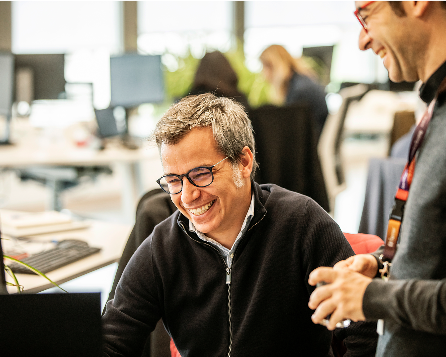 Positive work environment and work culture of employees in the corporate offices of the Ferrer Group.
